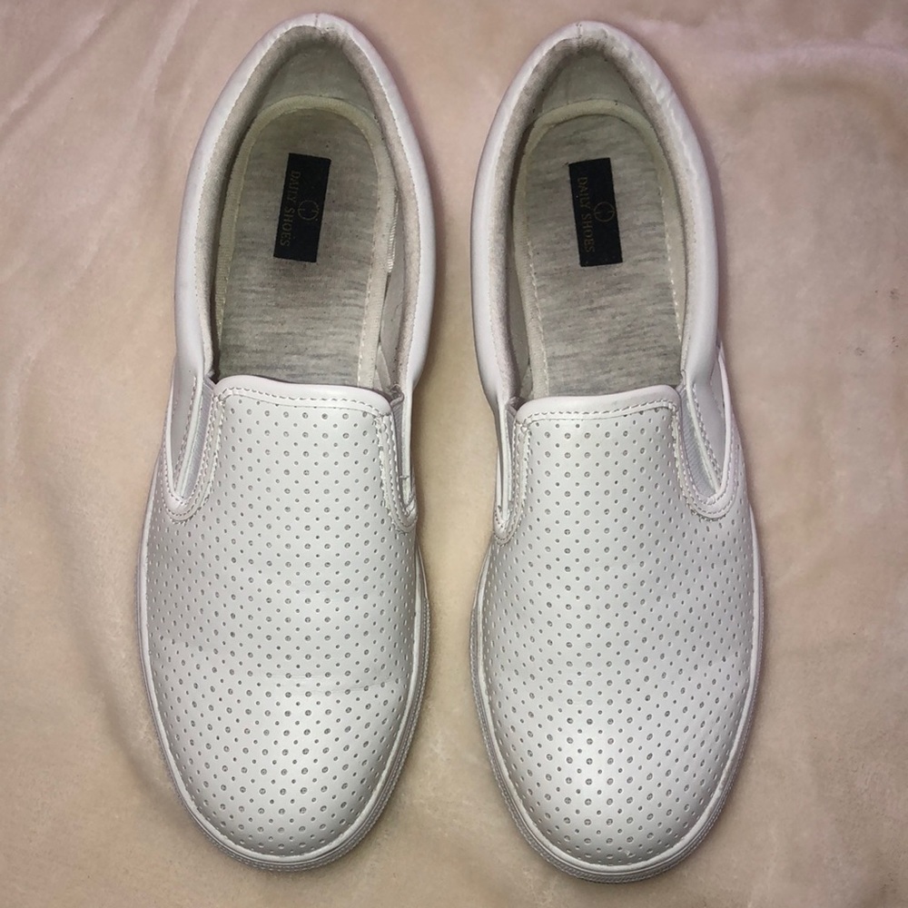 Daily Shoes brand slip on shoes. White. Womens size 10.